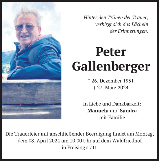 Traueranzeige von Peter Gallenberger von merkurtz