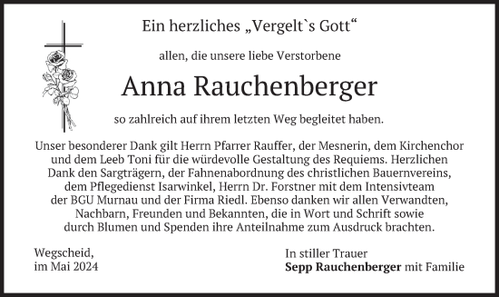 Traueranzeige von Anna Rauchenberger von merkurtz