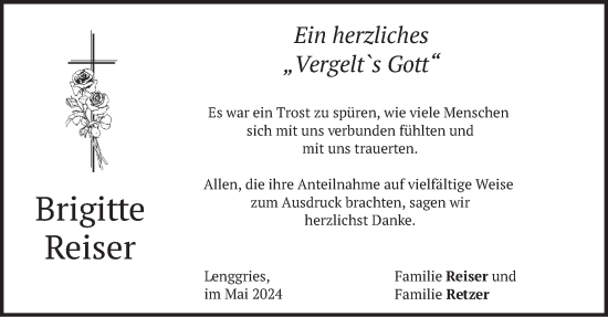 Traueranzeige von Brigitte Reiser von merkurtz