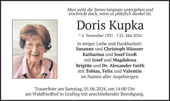 Traueranzeige von Doris Kupka von merkurtz
