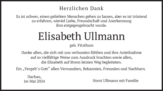 Traueranzeige von Elisabeth Ullmann von merkurtz