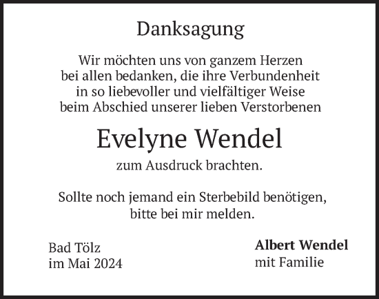 Traueranzeige von Evelyne Wendel von merkurtz