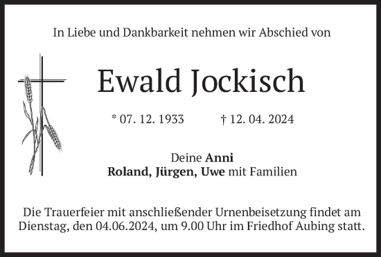 Traueranzeige von Ewald Jockisch von merkurtz