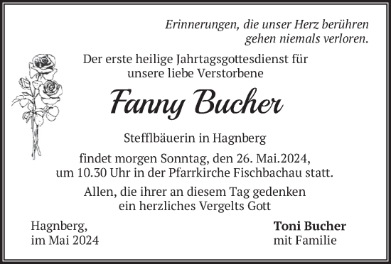 Traueranzeige von Fanny Bucher von merkurtz