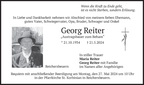 Traueranzeige von Georg Reiter von merkurtz
