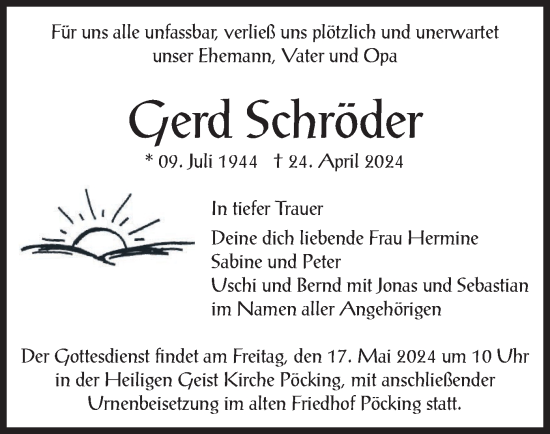 Traueranzeige von Gerd Schröder von merkurtz