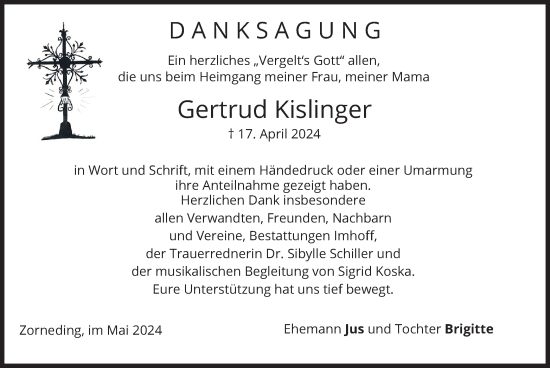 Traueranzeige von GErtrud Kislinger von merkurtz