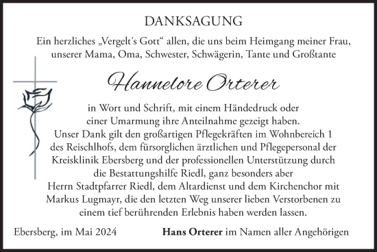 Traueranzeige von Hannelore Orterer von merkurtz