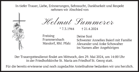 Traueranzeige von Helmut Summerer von merkurtz
