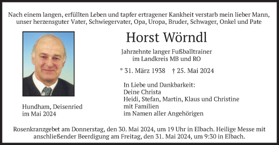 Traueranzeige von Horst Wörndl von merkurtz