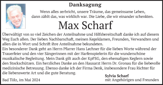 Traueranzeige von Max Scharf von merkurtz
