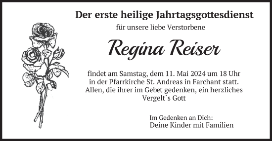 Traueranzeige von Regina Reiser von merkurtz