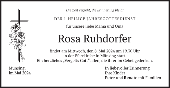 Traueranzeige von Rosa Ruhdorfer von merkurtz