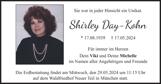 Traueranzeige von SitShirley DAy-Kohn von merkurtz