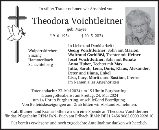 Traueranzeige von Theodora Voichtleitner von merkurtz