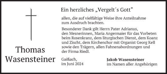 Traueranzeige von Thomas Wasensteiner von merkurtz