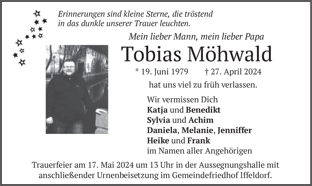  Traueranzeige für Tobias Möhwald vom 04.05.2024 aus merkurtz