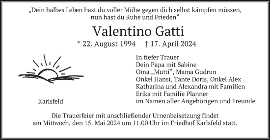 Traueranzeige von Valentino Gatti von merkurtz
