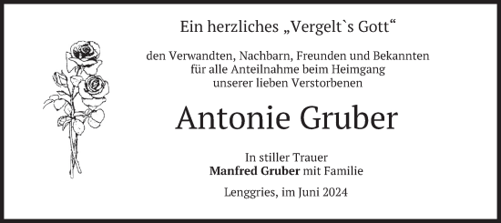Traueranzeige von Antonie Gruber von merkurtz