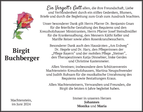 Traueranzeige von Birgit Buchberger von merkurtz