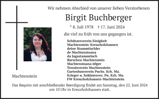 Traueranzeige von Birgit Buchberger von merkurtz