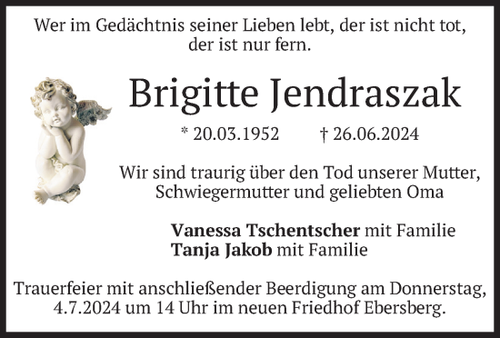 Traueranzeige von Brigitte Jendraszak von merkurtz