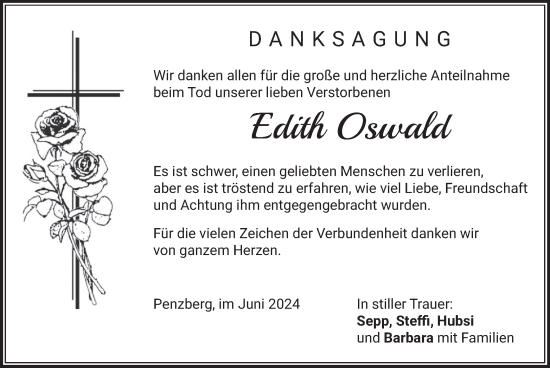 Traueranzeige von Edith Oswald von merkurtz