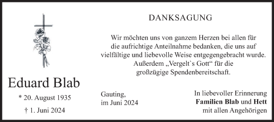 Traueranzeige von Eduard Blab von merkurtz