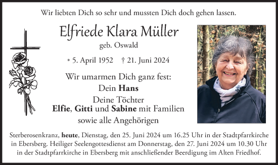 Traueranzeige von Elfriede Klara Müller von merkurtz