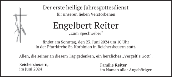Traueranzeige von Engelbert Reiter von merkurtz