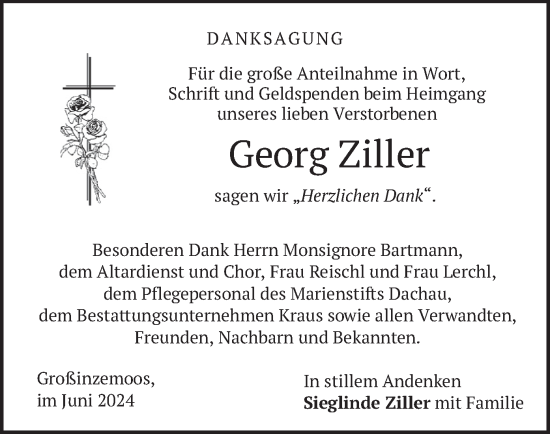 Traueranzeige von Georg Ziller von merkurtz