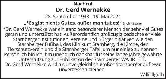Traueranzeige von Gerd Wernekke von merkurtz