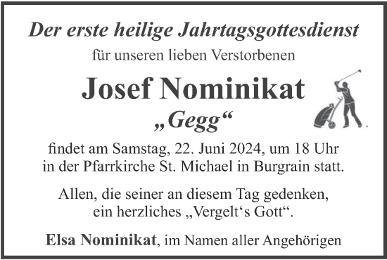 Traueranzeige von Josef Nominikat von merkurtz