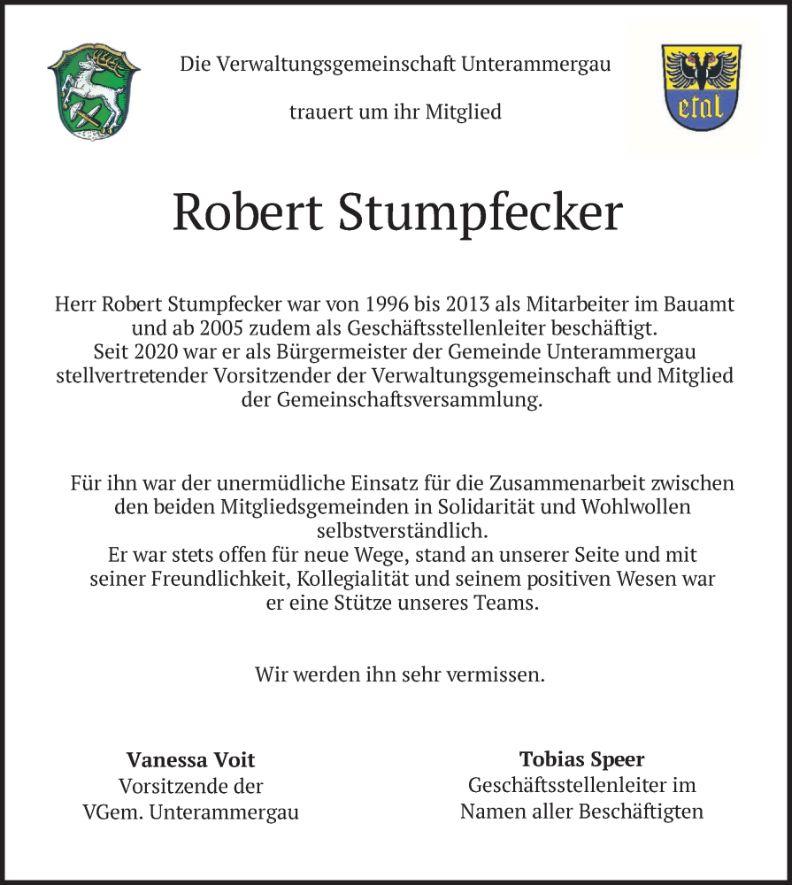  Traueranzeige für Robert Stumpfecker vom 15.06.2024 aus merkurtz