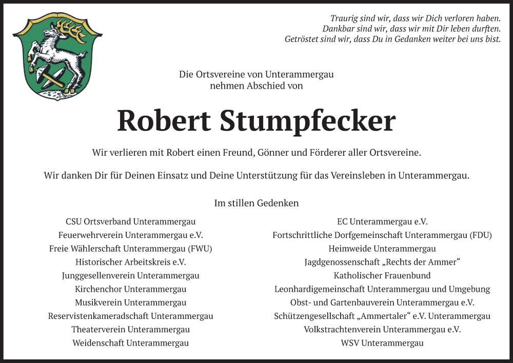  Traueranzeige für Robert Stumpfecker vom 17.06.2024 aus merkurtz