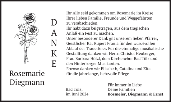 Traueranzeige von Rosemarie Diegmann von merkurtz