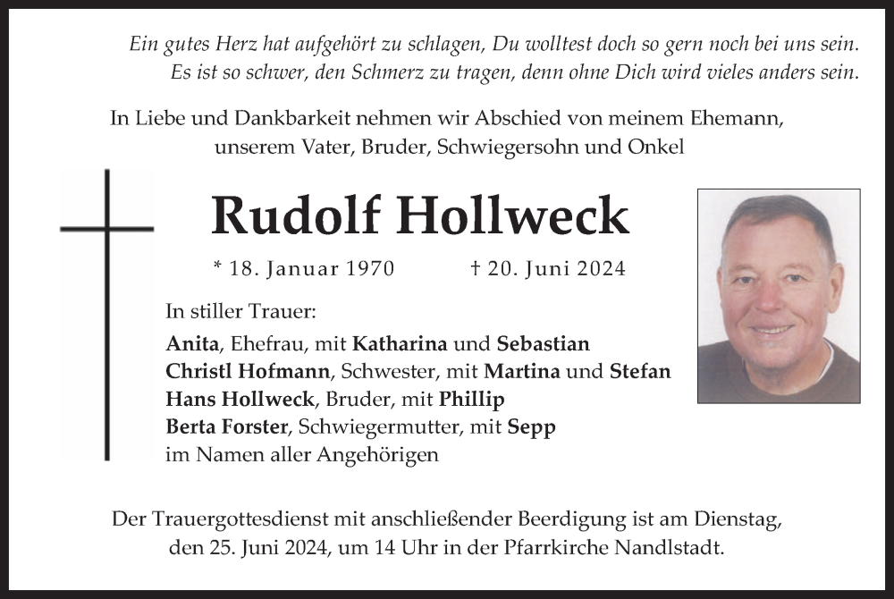  Traueranzeige für Rudolf Hollweck vom 24.06.2024 aus merkurtz