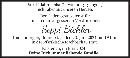 Traueranzeige von Seppi Bichler von merkurtz