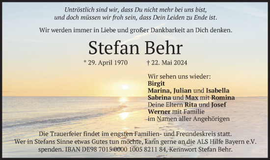 Traueranzeige von Stefan Behr von merkurtz