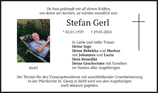 Traueranzeige von Stefan Gerl von merkurtz