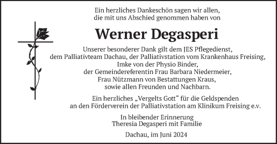 Traueranzeige von Werner Degasperi von merkurtz