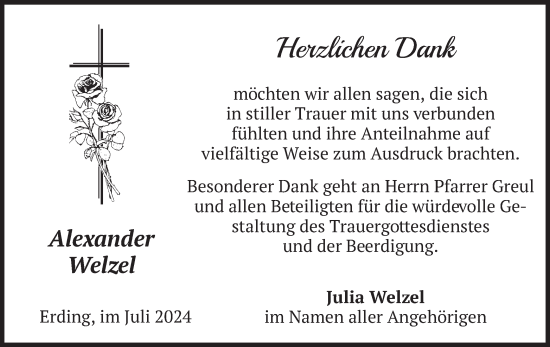 Traueranzeige von Alexander Welzel von merkurtz