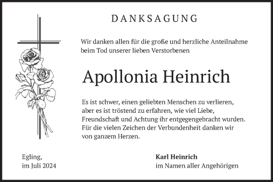 Traueranzeige von Apollonia Heinrich von merkurtz