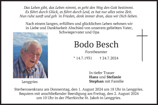 Traueranzeige von Bodo Besch von merkurtz