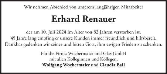 Traueranzeige von Erhard Renauer von merkurtz