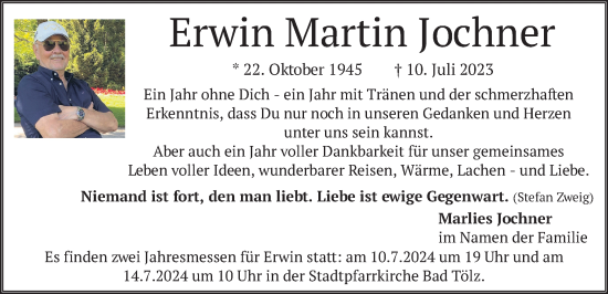 Traueranzeige von Erwin Martin Jochner von merkurtz
