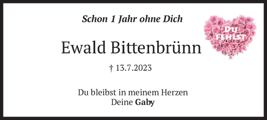 Traueranzeige von Ewald Bittenbrünn von merkurtz