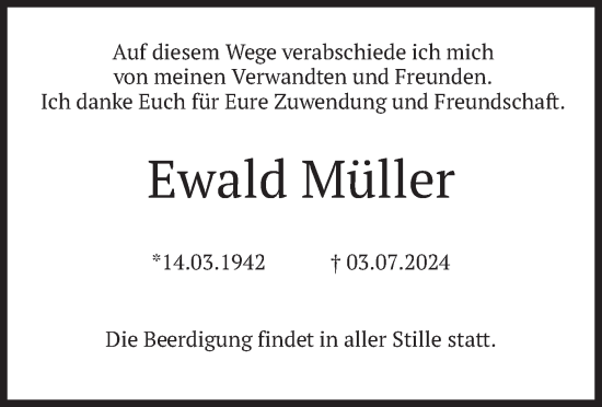 Traueranzeige von Ewald Müller von merkurtz