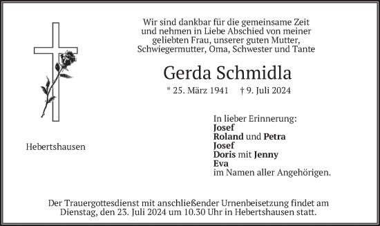 Traueranzeige von Gerda Schmidla von merkurtz
