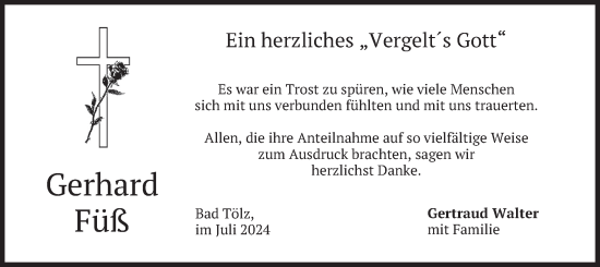 Traueranzeige von Gerhard Füß von merkurtz